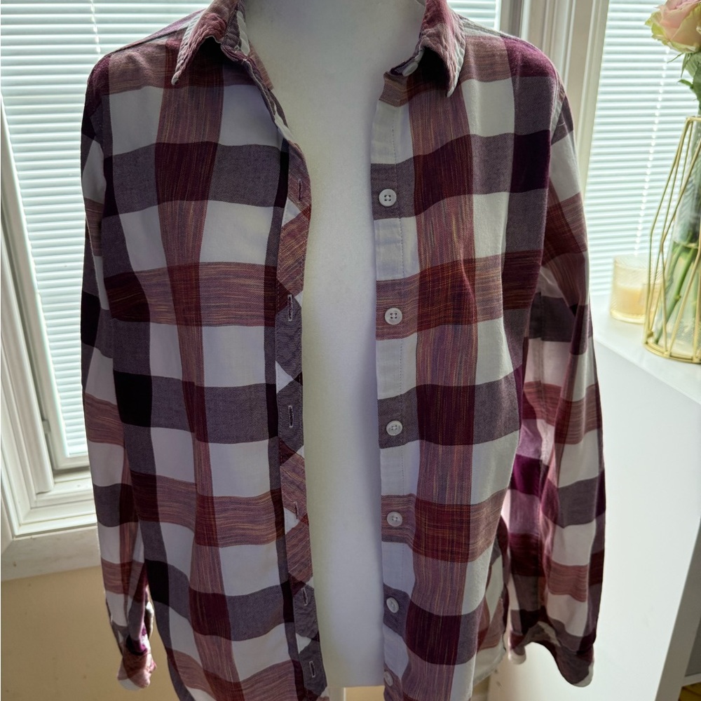 Men's Burgundy Plaid Button-Up Shirt